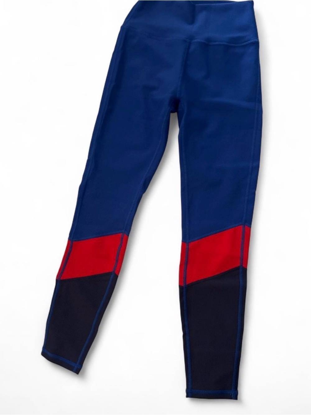 Willow Navy Leggings with Red and Black Colorblock Panels